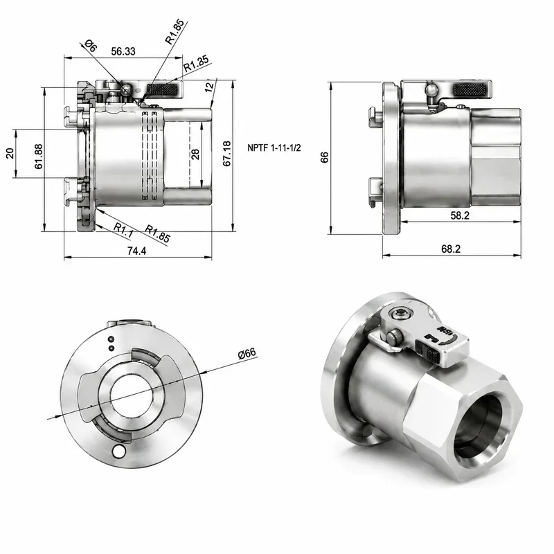 TF83 dry break quick coupling dimensional drawing for interface review
