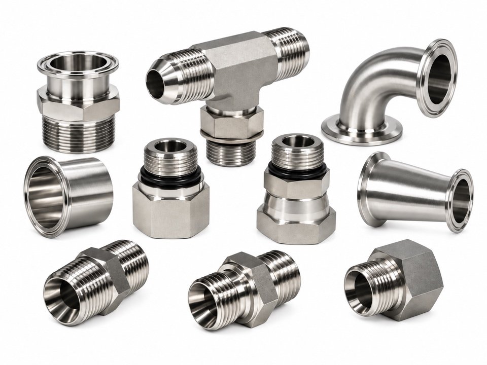 Tri-clamp fittings and thread adapters for liquid cooling infrastructure